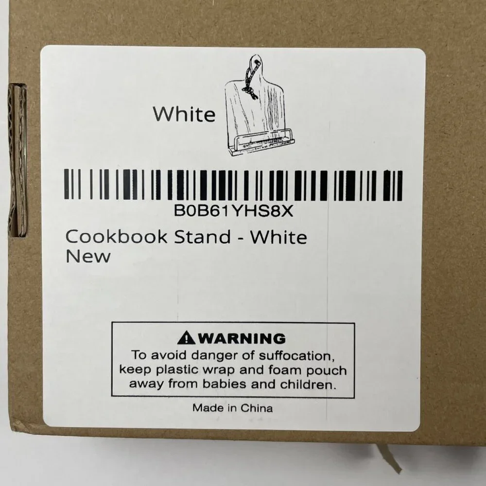 Willow & Croft Premium Cook Book Stand. Farmhouse Cutting Board Stand White